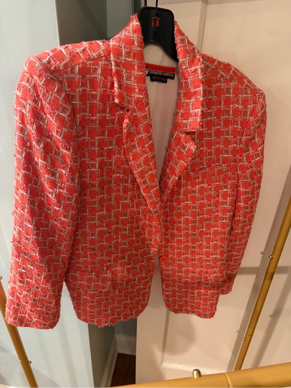 Alice + Olivia Coral Tweed Blazer Jacket
